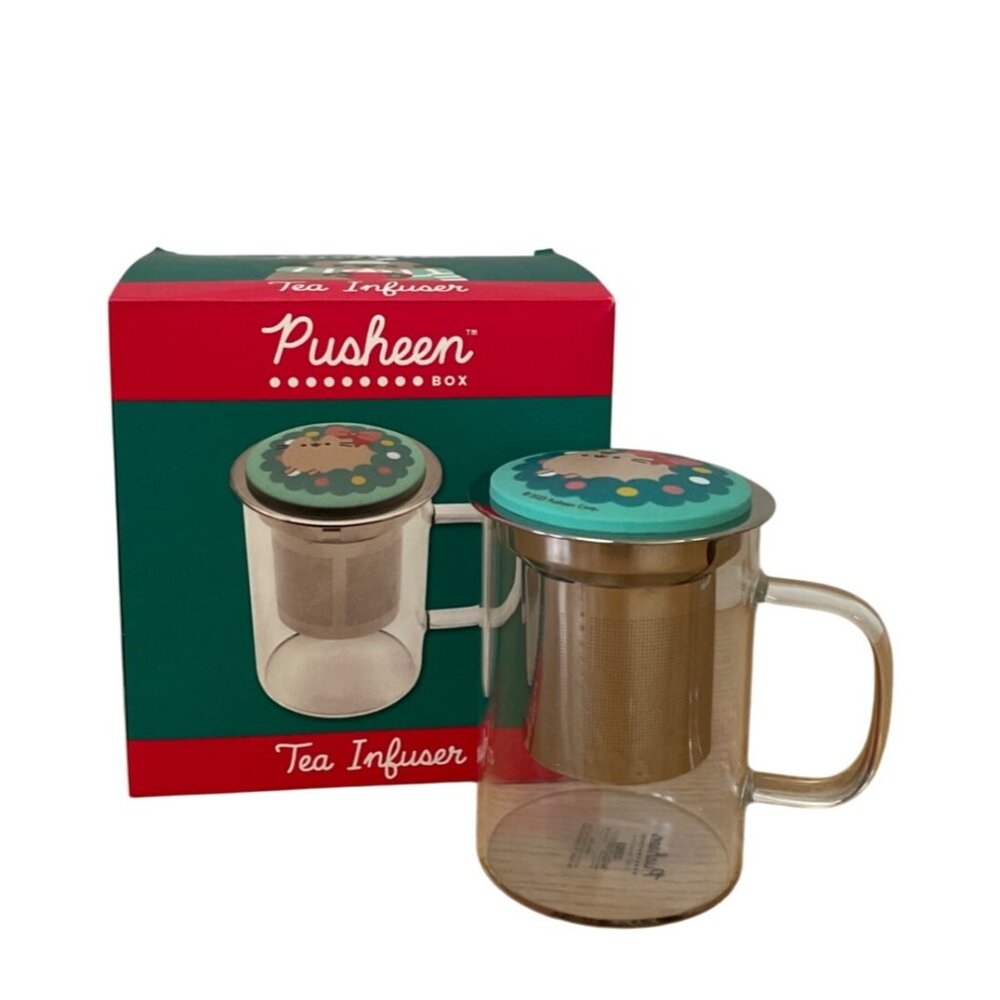 Culturefly Pusheen Tea Infuser Mug Cup Set With Lid and Strainer Brand New w Box